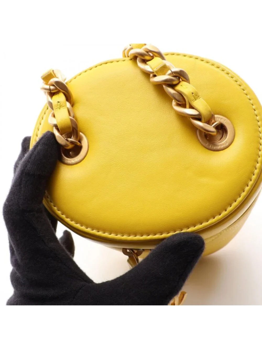 Chanel Shoulder Bag Quilted Vanity Yellow Lambskin Chain